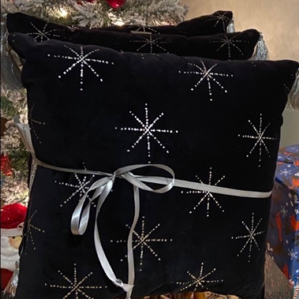 3 Black and Silver Pillows Brand New LOT